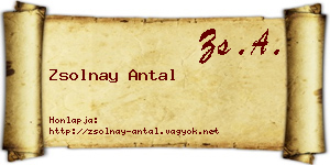 Zsolnay Antal névjegykártya